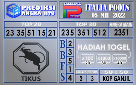 Prediksi Togel Italia hari ini 05 Mei 2022