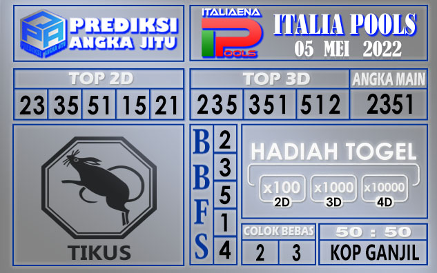 Prediksi Togel Italia hari ini 05 Mei 2022