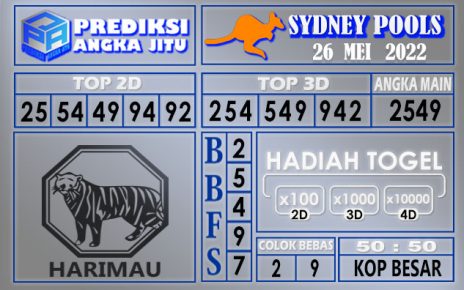 Prediksi togel Sydney hari ini 26 Mei 2022