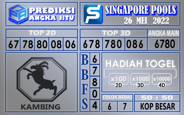 Prediksi togel singapore hari ini 26 Mei 2022