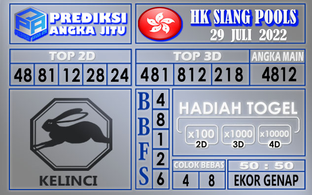 Prediksi togel hk siang hari ini 29 Juli 2022