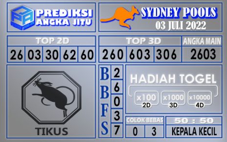 Prediksi togel sydney hari ini 03 juli 2022