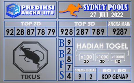 Prediksi togel sydney hari ini 27 Juli 2022