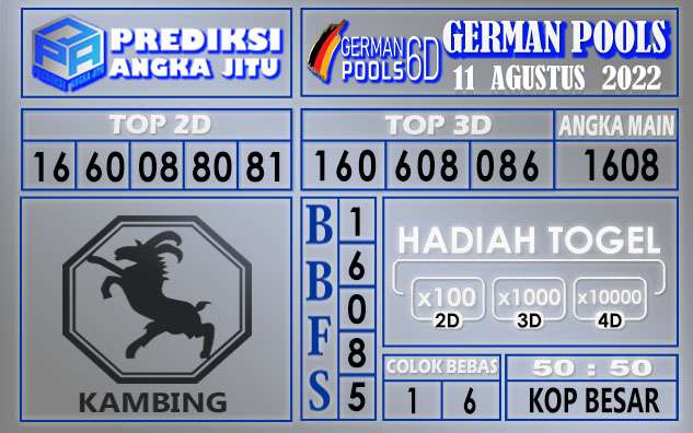 Prediksi Togel German hari ini 11 Agustus 2022