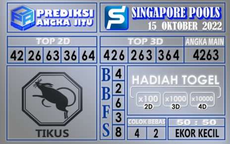 Prediksi togel Singapore hari ini 15 Oktober 2022