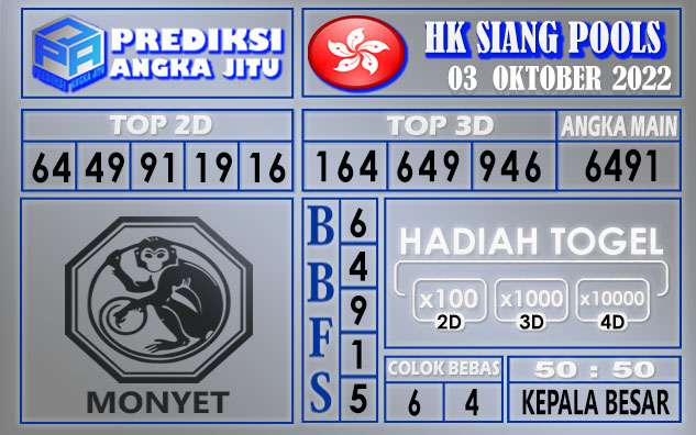 Prediksi togel hk siang hari ini 03 oktober 2022