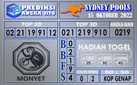 Prediksi togel sydney hari ini 15 Oktober 2022