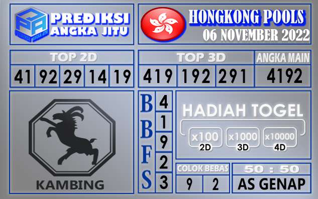 Prediksi togel hongkong hari ini 06 november 2022