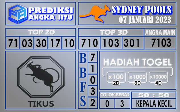 Prediksi togel sydney hari ini 07 januari 2023