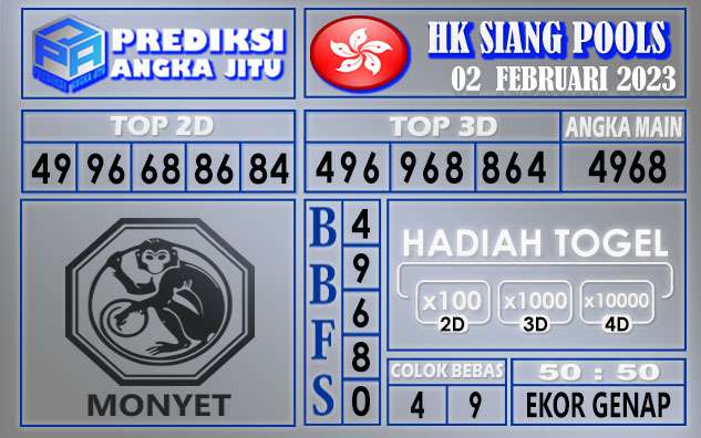 Prediksi togel Hk siang hari ini 02 februari 2023