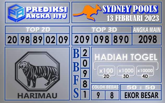 Prediksi togel sydney hari ini 13 februari 2023