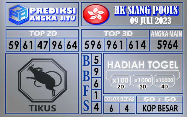 Prediksi HK Siang 09 Juli 2023