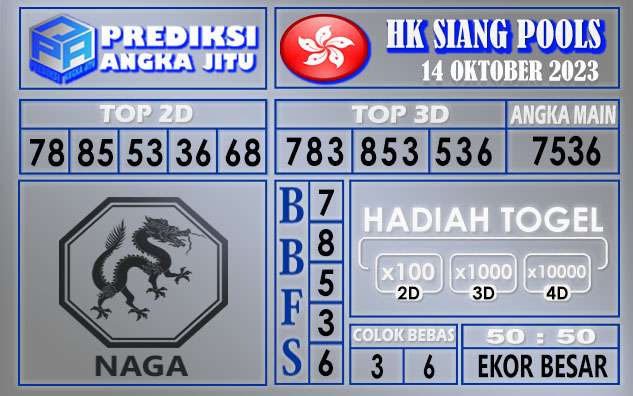 PREDIKSI HK SIANG 14 OKTOBER 20023