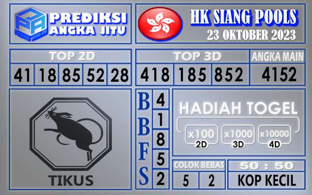 PREDIKSI HK SIANG 23 OKTOBER 2023