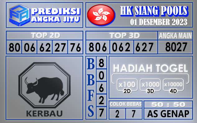 PREDIKSI HK SIANG 01 DESEMBER 2023