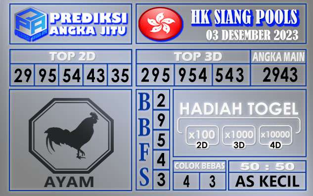 PREDIKSI HK SIANG 03 DESEMBER 2023