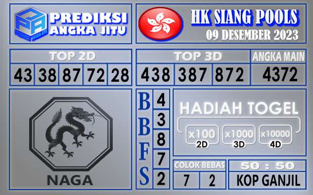 PREDIKSI HK SIANG 09 DESEMBER 2023