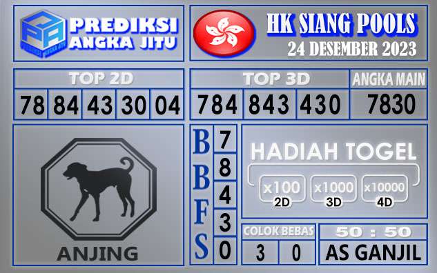 PREDIKSI HK SIANG 24 DESEMBER 2023