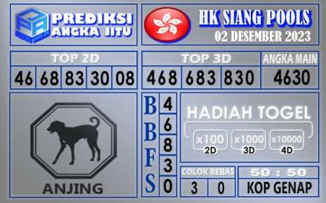 PREDIKSI HK SIANG 02 DESEMBER 2023