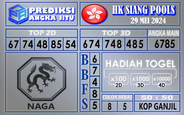 PREDIKSI HK SIANG 29 MEI 2024