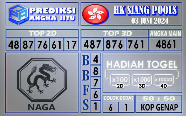 PPREDIKSI HK SIANG 03 JUNI 2024