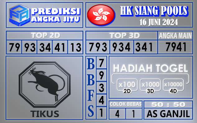 PREDIKSI HK SIANG 16 JUNI 2024