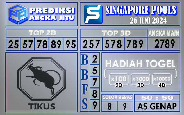 PREDIKSI SINGAPORE TGL 26 JUNI 2024