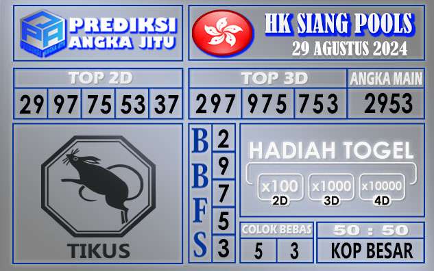 PREDIKSI HK SIANG 29 AGUSTUS 2024