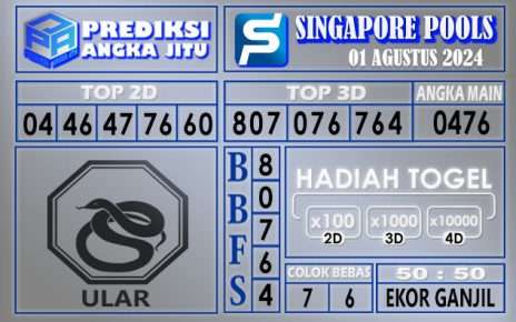 Prediksi SINGAPORE tgl 01 Agustus 2024