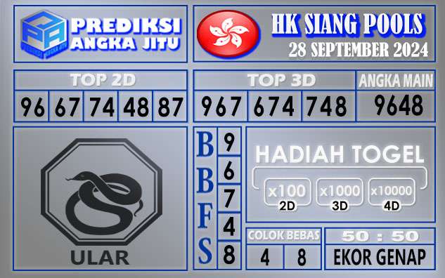 PREDIKSI HK SIANG 28 SEPTEMBER 2024