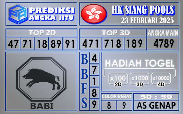 PREDIKSI HK SIANG 23 FEBRUARI 2025